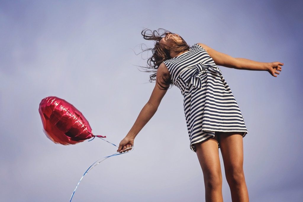 woman with balloon