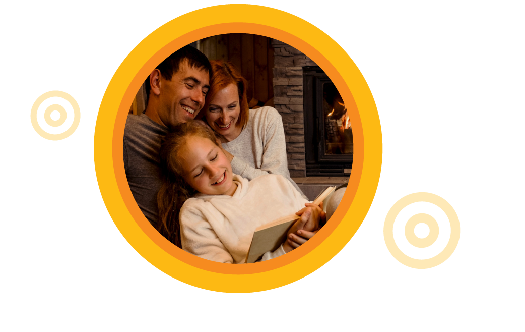 family smiling at home